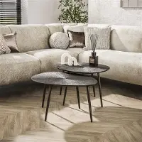 Hoyz Collection salontafel brown ray metal organisch brons donker set