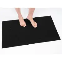 Famanu – Set van 1 stuk badmat 100% katoen antislip zacht absorberend sneldrogend 50 x 86 cm zwart