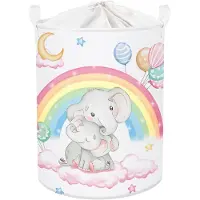 Famanu – Opvouwbare wasmand met regenboog en dierenprint, grote stoffen mand voor wasgoed