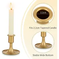 Famanu - Kandelaar Houders Taper Kaarsenhouders, Gouden Kaarsenstok Kaarsenhouder voor Tafel Middenstuk, Bruiloftsreceptie, Feestelijke Kerst Mantel Decoratie of Woondecoratie, Set van 2