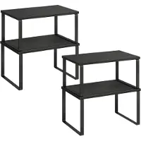 Markenlos keukenkastenset, 4-delig, stapelbare organizer van metaal en hout – zwart met ebbenhoutkleur