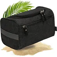 Famanu - Designer reistoilettas voor heren (zwart). Ophang toilettas met veel ruimte (4.5 liter). Met metalen ophanghaken. Cool, casual en handig in gebruik