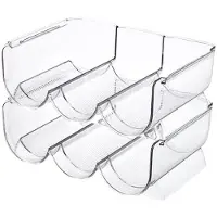 Famanu Stapelbare flessenorganizer set van 2 – BPA-vrij flessenrek voor keuken en koelkast – Transparant