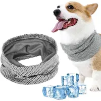 Famanu - Koelhalsband voor honden, halsdoek, verkoelende halsdoek of bandana, grijs, maat L, warmteafvoer, bandana, geschikt voor koelhonden in de zomer