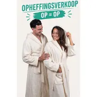 CozyLion Badjas Unisex – Badstof Katoen – Badjas voor Dames & Heren – Met Capuchon en Zakken – Offwhite / Cremé Wit