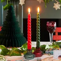 Famanu - Glazen Kandelaar Houder Kleine Geribbelde Kaars Stand Voor Diner Kaarsen, Kerst Tafel Decoratie, Woondecoratie, Accessoires, Indoor of Outdoor Diner Party