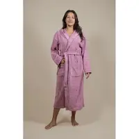 CozyLion Badjas Unisex – Badstof Katoen – Badjas voor Dames & Heren – Met Capuchon en Zakken – Oud Roze