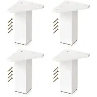 Markenlos Meubelpoten, wit Poten voor meubels – Set van 4 – Hoogte: 100 mm – Vierkant profiel: 40 x 40 mm – Inclusief schroeven