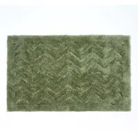 Famanu – Super absorberende zachte 'sandwood' saliegroene badmat met pluche chevron geometrisch patroon en antislip latex achterkant - 50 x 80 cm grote douchemat - machinewasbaar