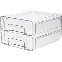 Famanu - Koelkastlade, dubbellaags, stapelbaar, voor koelkast, keuken en kasten, transparante worstorganizer
