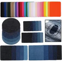 Famanu - Set van 20 denimpatches, opstrijkbaar en naaibaar voor broeken, tassen of truien – Donkerblauw