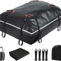 Markenlos - Opvouwbare waterdichte dakkoffer 566 liter, met antislipmat, deurhaken en versterkingsriemen – Zwart