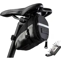 Famanu - Zadeltassen voor fiets, fietstas zadel, reflecterende zadeltas racefiets met 16-in-1 multitool fiets voor racefietsen, mountainbikes, stadsfietsen, vouwfietsen (15 x 10,5 x 7,5 cm)