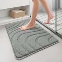 Famanu – Badmat Antislip - Microvezel Badkamer Mat Absorberend - Pluizig & Snel Droog - Machinewasbaar Douchemat met Golfpatroon - Grijs