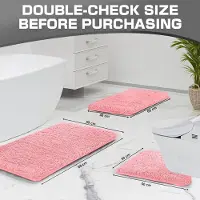 Famanu - Microvezel badmatten, 2 cm super dikke badtapijten, super absorberende badkamertapijten 50 x 80 cm en 40 x 60 cm, roze