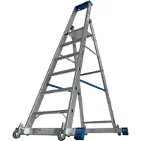 Krause Trapladder, met 6 treden, aluminium, verrijdbaar met dwarssteun
