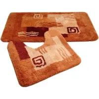 Famanu – 2 - Delige badmatset - badmat - Milaan - terra met uitsparing - afmetingen: 50 x 90 cm - 50 x 45 cm - 100% polyacryl - antislip - wasmachinebestendig