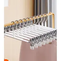 Famanu – Metalen broekhangers met antislip clips, set van 10, ruimtebesparend