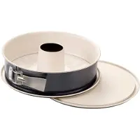 Famanu – Ronde bakvorm Ø 28 cm met platte bodem en buisbodem, lekvrije sluiting met ILAG anti-aanbaklaag, geschikt voor taarten, cakes en tulbanden, crème antraciet afwerking