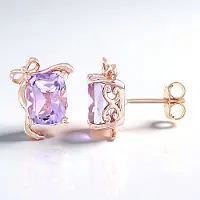 Cavill - Zilveren Oorbellen - 925 Sterling Zilver Rosé Verguld - 3,33 Ct Lavendel Amethist Antiek Slijpsel - Elegante Edelsteen Oorbellen Dames