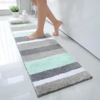 Famanu – Antislip badkamertapijt - zacht - hoogpolig - microvezel - badmat - absorberend - wasbaar - 40 x 120 cm - groen/grijs