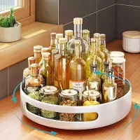 Markenlos draaischijf voor in de keuken, 360 graden draaibaar, 25 cm, antislip, wit