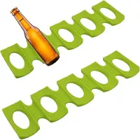 Famanu – Set van 2 siliconen flessenhouders voor koelkast, antislip, opvouwbaar, voor 15 flessen, keuken, pantrycabinet, bierhouder (groen)