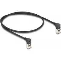 DeLOCK - Netwerkkabel - RJ-45 (M) naar opwaarts gebogen RJ-45 (M) naar opwaarts gebogen - 50 cm - 4,5 mm - S/FTP - CAT 6a - afgeschermd, halogenvrij - Zwart