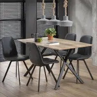 Hoyz eetkamertafel blad ovaal eiken zwart metalen frame - voor 4 personen 160x90cm