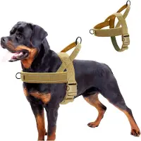 Famanu – Hondentuig Grote Harnas Hond - Anti-Tractie Reflecterende Hondenharnassen - Hondentuig Veiligheidsharnas Ademend Borstharnas voor Wandelen - Rennen - Khaki(L)
