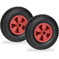 Famanu - Massief rubberen reservewiel voor kruiwagen, kunststof velg, lekvrij, 80 kg draaglast – Zwart-Rood