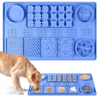 Famanu – Likmat voor honden met 43 zuignappen - grote snuffelmat en langzame dispenser van 81 x 50 cm - train reuk - eet langzaam en (blauw)