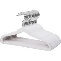 Famanu – 35cm Premium Kids Fluwelen Kleerhangers - Ultra-dunne Kinderkleerhangers met 360° Draaibare Haak - Antislip Vilthangers voor de Jeugd - Stevig & Duurzaam (32 Pak - Wit)