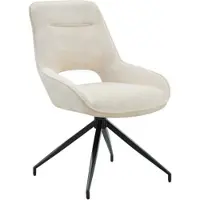 MODFU Eetkamerstoelenset - 360° Draaibaar - Met Armleuningen - Modern - Stof En Metaal - Beige En Zwart