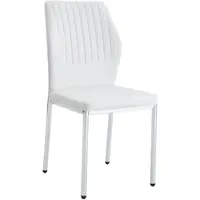 MODFU - Eetkamerstoelen Set Van 4 - Gestreepte Rugleuning - Moderne Stijl - Voor Eetkamer Of Woonkamer - Metaal En Imitatieleer - Wit En Zilver