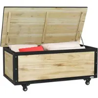 STILVORA Kussenbox - Tuinbox Met Wielen En 121 Liter Opbergruimte - Voor Balkon En Terras - Hout - 100x50x43 Cm - Naturel
