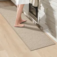 Famanu – Keukenmat - Keukentapijten Anti slip - Keukenloper Wasbaar - Comfortabele Keukenmat Absorberend - Keukenmat voor Keuken - Woonkamer - Kantoor - Taartloper - Beige