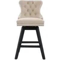 MODFU - Barkrukken - Draaibare Zitting - Gecapitonneerde Rugleuning - Vrijetijdsstijl - Fluweel - Beige - Set Van 2
