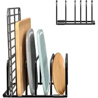 Famanu – Snijplankhouder met 5 sleuven voor snijplanken bakplaten en tablets 18 × 14 × 8 cm zwart