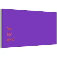 MuchoWow Aluminium schilderij 40x20 cm - Wanddecoratie metaal - See the good - Oranje - Paars - Metalen muurdecoratie woonkamer - Decoratie industrieel - Foto op dibond - Industriële accessoires slaapkamer