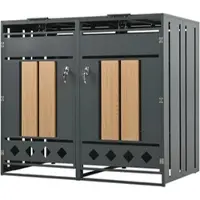 STILVORA Afvalcontainer Ombouw - Hydraulische Klapdeksel En Afsluitbare Deuren - Voor Tuin En Oprit - Staal - Grijs;Hout