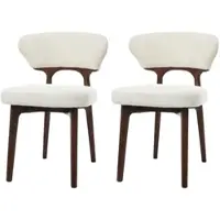 MODFU - Eetkamerstoelen - Comfortabel En Ademend - Modern - Chenille En Massief Hout - Lichtbeige
