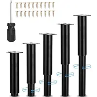 Markenlos Meubelpoten, set van 5 - Verstelbare zwarte metalen poten (18-34 cm)