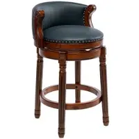MODFU - Barkruk - Draaibaar Met Rugleuning - Modern - Voor Keuken Of Bar - Hout En Leer - Blauw