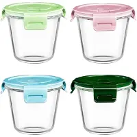 Markenlos - 4-pack ronde glazen soepcontainers met luchtdichte deksels, bpa-vrij, magnetron-, vriezer- en vaatwasmachinebestendig