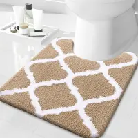 Famanu – Antislip - wc - mat - wasbaar - wc - tapijt met uitsparing - zacht - hoogpolig - toiletmat - 50 x 60 - beige