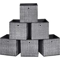 Famanu Opbergboxen, set van 6, inklapbare stoffen kubussen, 30x30x30 cm – zwart