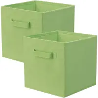 Famanu – Set van 2 opvouwbare stoffen opbergbakken voor kast en, lichtgewicht en stevig, groen