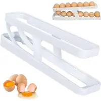 Famanu eierhouder voor koelkast - 2-laags - automatisch rollend systeem - eierorganizer voor koelkastdeur