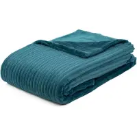 Famanu – Woondeken in corduroy look - 150 x 200 cm - 1620 g - petrol kleur - warm en zacht - geschikt voor bank - bed of fauteuil - decoratief en comfortabel